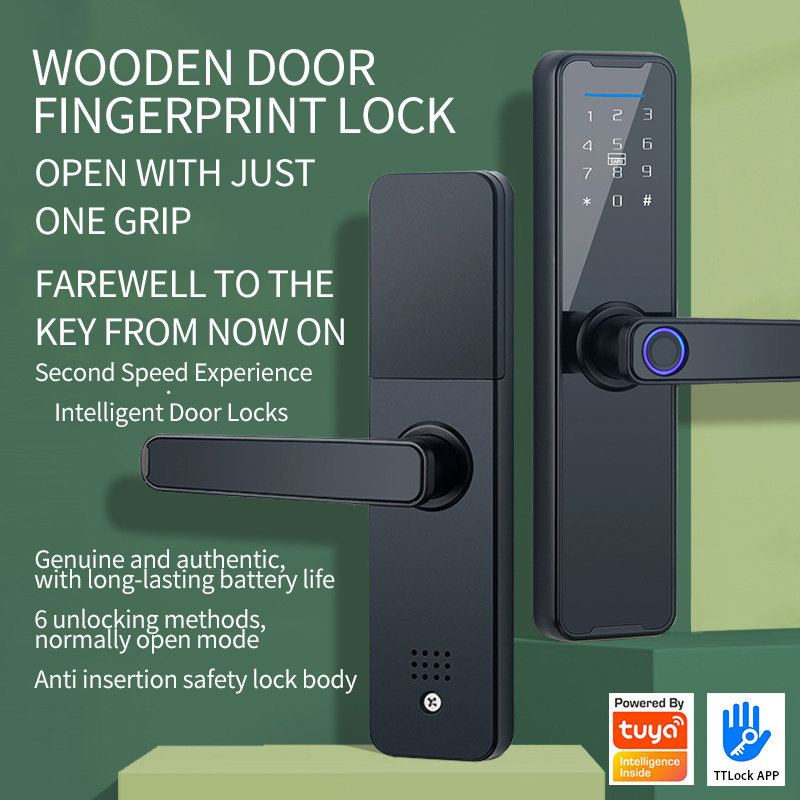 Aidmi Electric Handle Lock TUYA Smart Home Door Lock Biometric fingerprint lock cerradura inteligente con huella digital