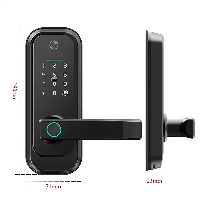 Aidmi  Manufacturer Tuya APP Wifi Fingerprint Smart Card Safe Epic Password Digital Wood Door Handle Lock with Keypad