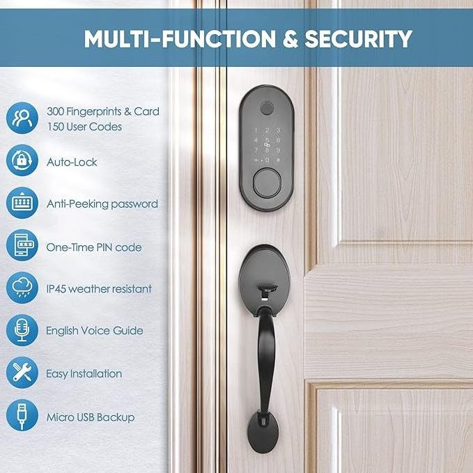 Aidmi Best Selling Tuya WIFI Automatic Lock Electronic Deadbolt Fingerprint Smart High Quality Secured Door Lock