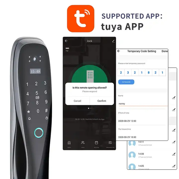 Aidmi Tuya app Smart 3D Face Recognition  Door Lock Devices Electronic Security Intelligent Fingerprint Door Lock with Camera