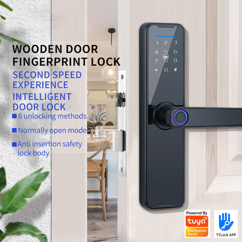 Aidmi Electric Handle Lock TUYA Smart Home Door Lock Biometric fingerprint lock cerradura inteligente con huella digital