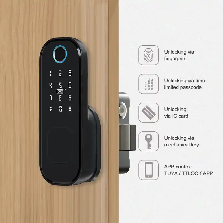 Aidmi Waterproof Outdoor Gate Smart Rim Lock Digital Wifi Fingerprint Electric Electronic Smart Door Lock with Tuya TTLock App