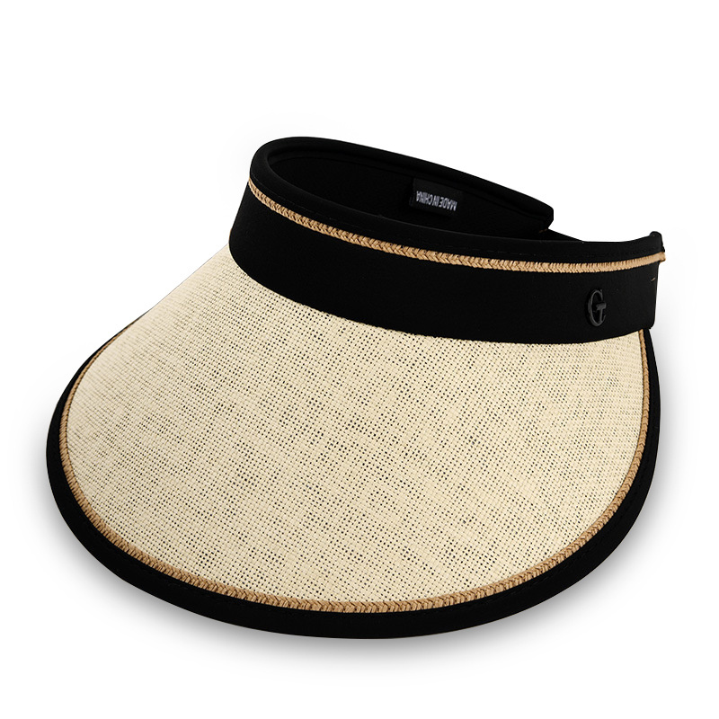 Women Summer Open Top custom Hats Fashion Large Brim Rubber Straw sun-shading hat for Beach