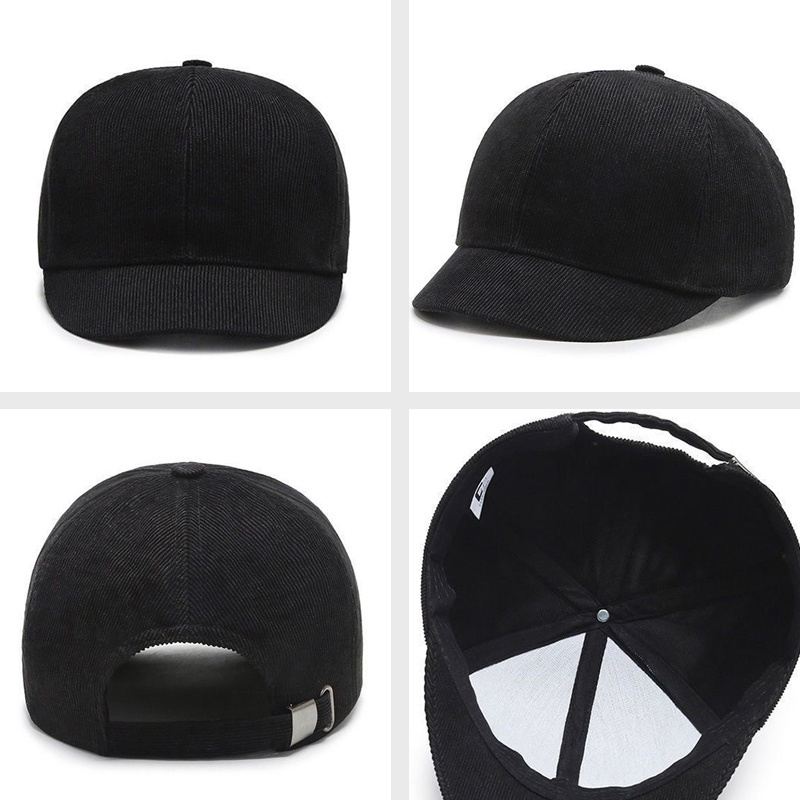 Wholesale Unstructured Short Brim 6 Panel Casquette Baseball Caps Blank New Fitted Hats corduroy hat