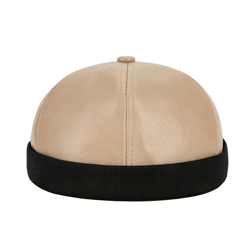 Classic Plain PU baseball cap without brim fashion blank no logo leather docker cap and hat for men and women