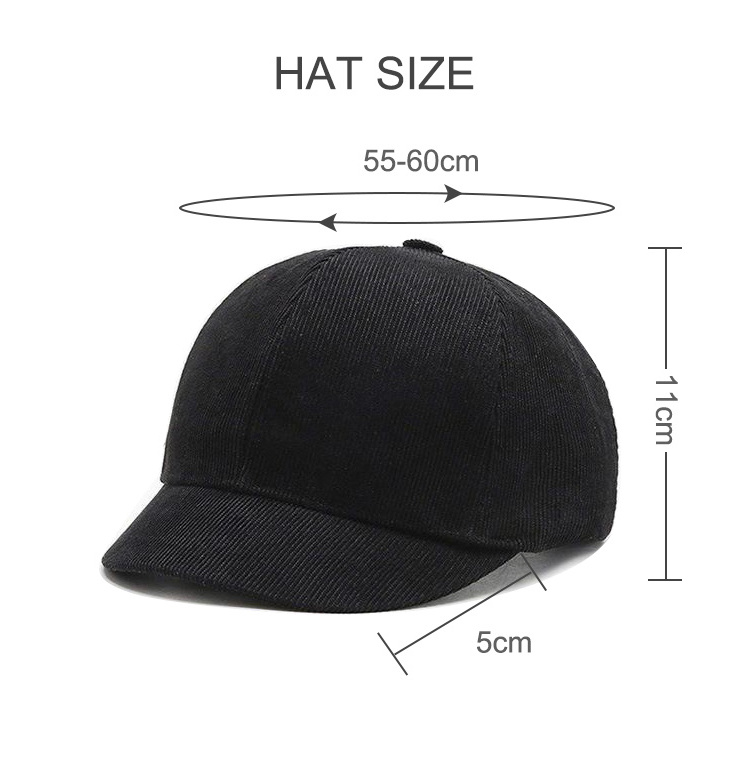 Wholesale Unstructured Short Brim 6 Panel Casquette Baseball Caps Blank New Fitted Hats corduroy hat