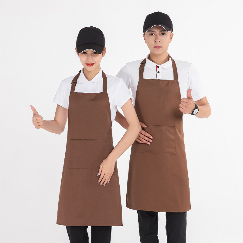 Wholesale Unisex Cooking Kitchen Restaurant Work Aprons For Men and Women With Pockets Plain Black Chef Waiter Apron Custom Logo