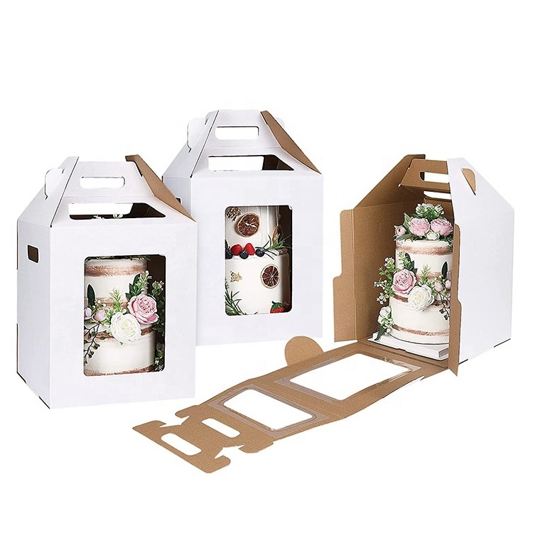 Boxes Clear Corrugated Tall Cake Box Transparent Kraft Paper Food Cake Packaging Cupcake Boxes Carton