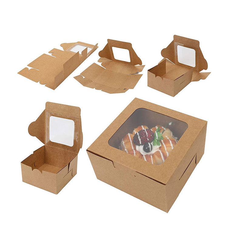 Custom Printed White Cardboard Single Cake Packing Boxes Biodegradable Cardboard Cupcake Food Packaging Box Kraft Paper Carton