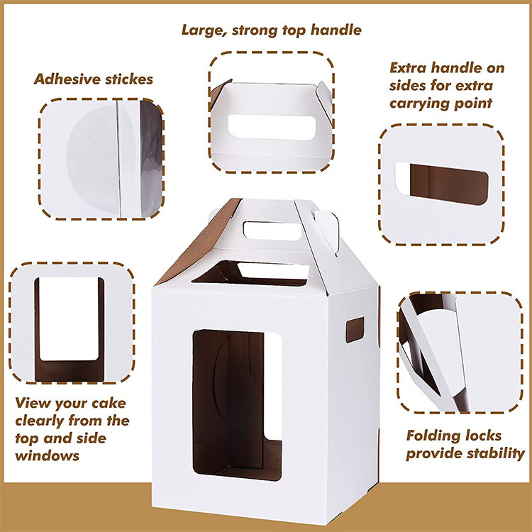 Boxes Clear Corrugated Tall Cake Box Transparent Kraft Paper Food Cake Packaging Cupcake Boxes Carton