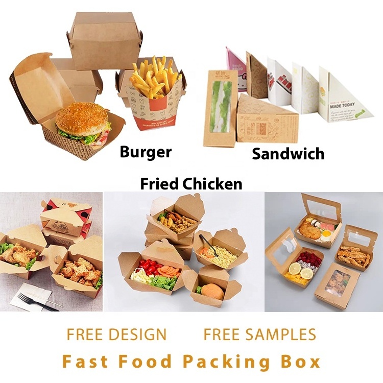 Manufacturers Kraft Corrugated Fast Takeway Togo Food Packaging Containers Pizza Sushi Lunch Burger Food Boxes Wholesale Paper