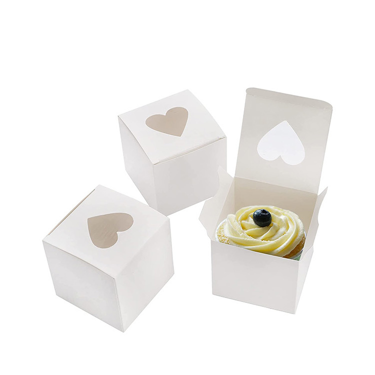 Custom cupcake Case for vending machine retail with window square cake paper box custom cupcake packaging