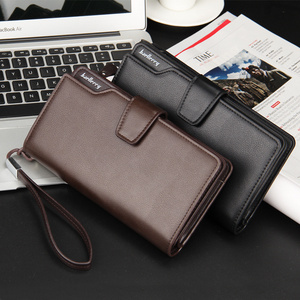 baellery men business pu leather long wallets large capacity card holder male purse rfid black brand trifold wallet