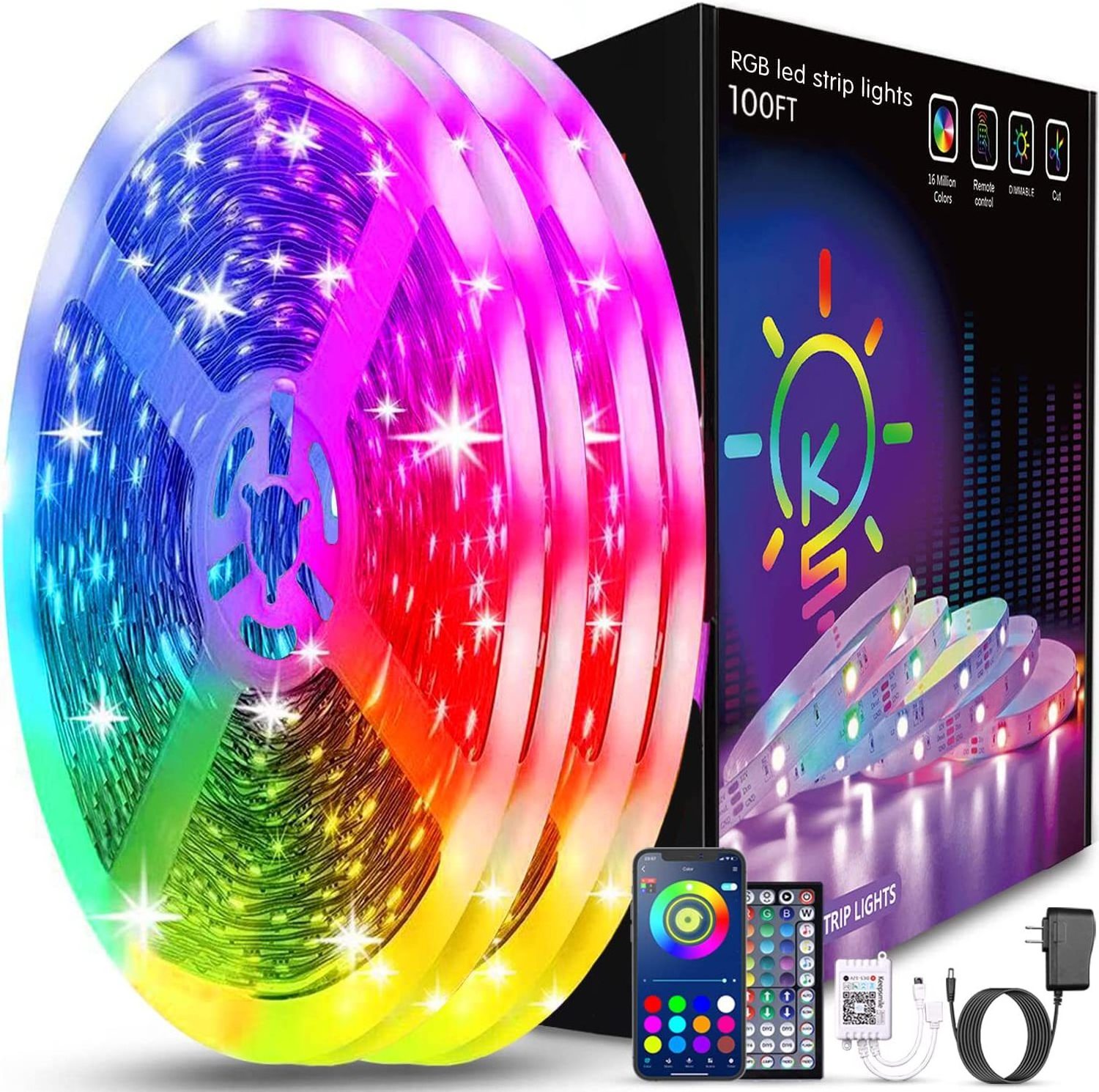 Smart RGB LED Strip light with SMD 5050 RGB Bluetooth intelligent APP 44 key remote control 5V 12V LED light strip