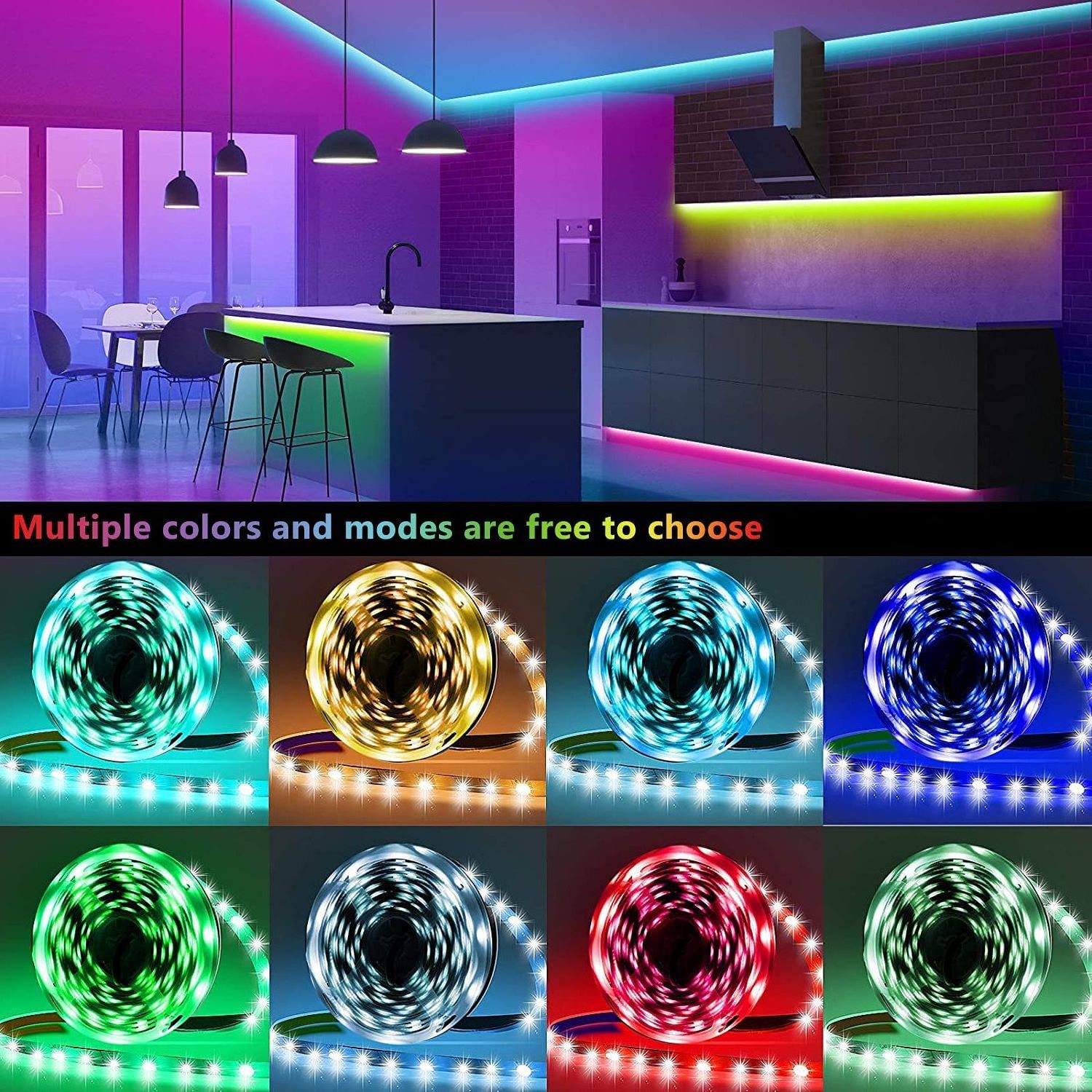 Smart RGB LED Strip light with SMD 5050 RGB Bluetooth intelligent APP 44 key remote control 5V 12V LED light strip