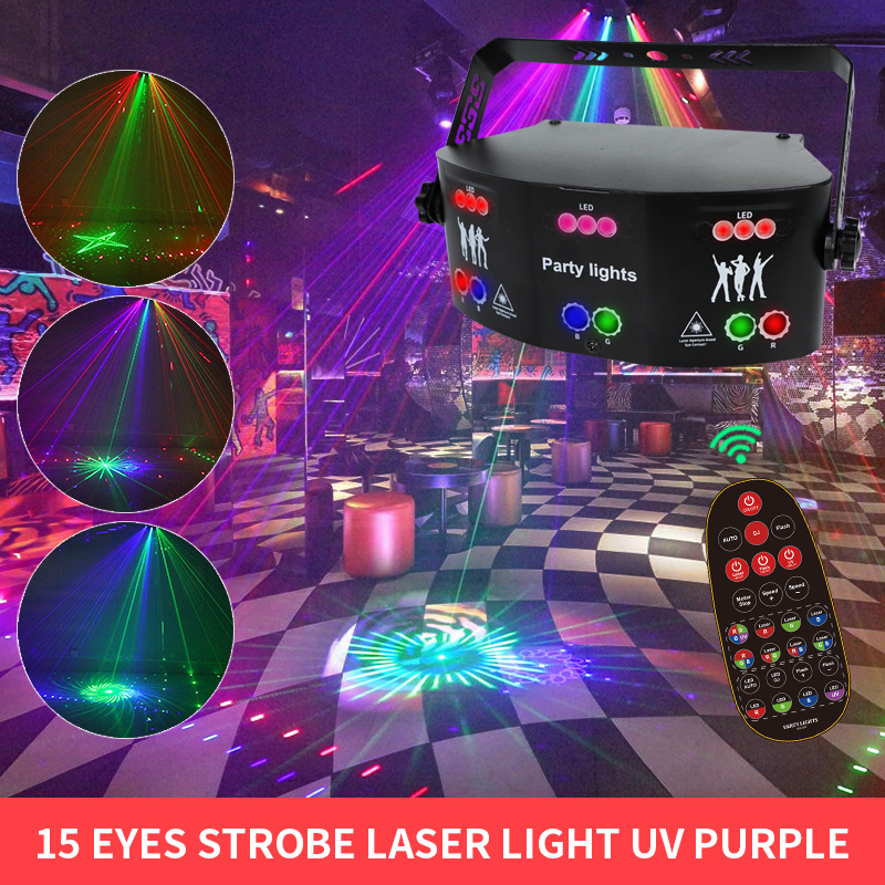 15 eyes LED laser effect moving beam lights - DJ LED Stage Light disco ball projector - Lazer lamps night club ceiling light bar