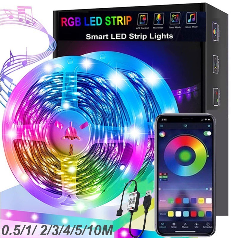 USB 5V Bluetooth App Remote Control 5050 RGB Flexible LED light   LED Strip Light for indoor decorate