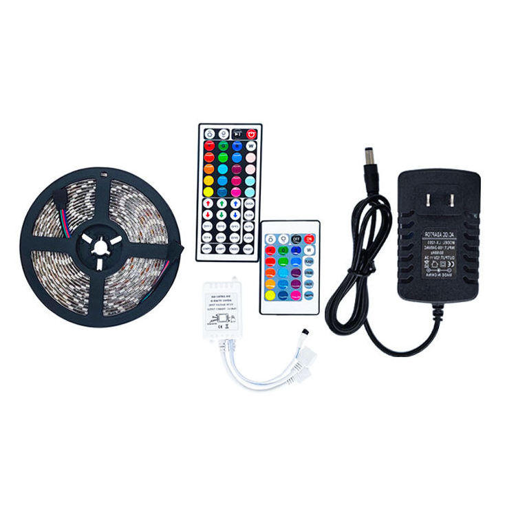 Hot Sale 5M 16.4ft smd 2835 led strip light RGB 24Key IR Remote Controller Adapter New Complete kit/set smd 2835 led strip light