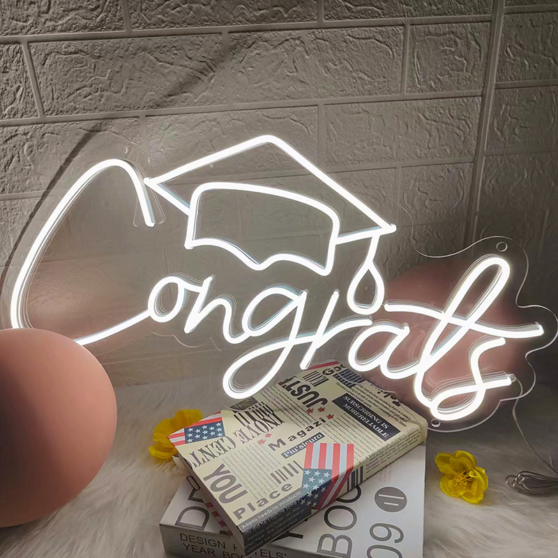 Congrats Neon Sign for Graduation Party Decor Custom Letter Neon Light Acrylic Pink Sign Lights for Bar Home Bedroom