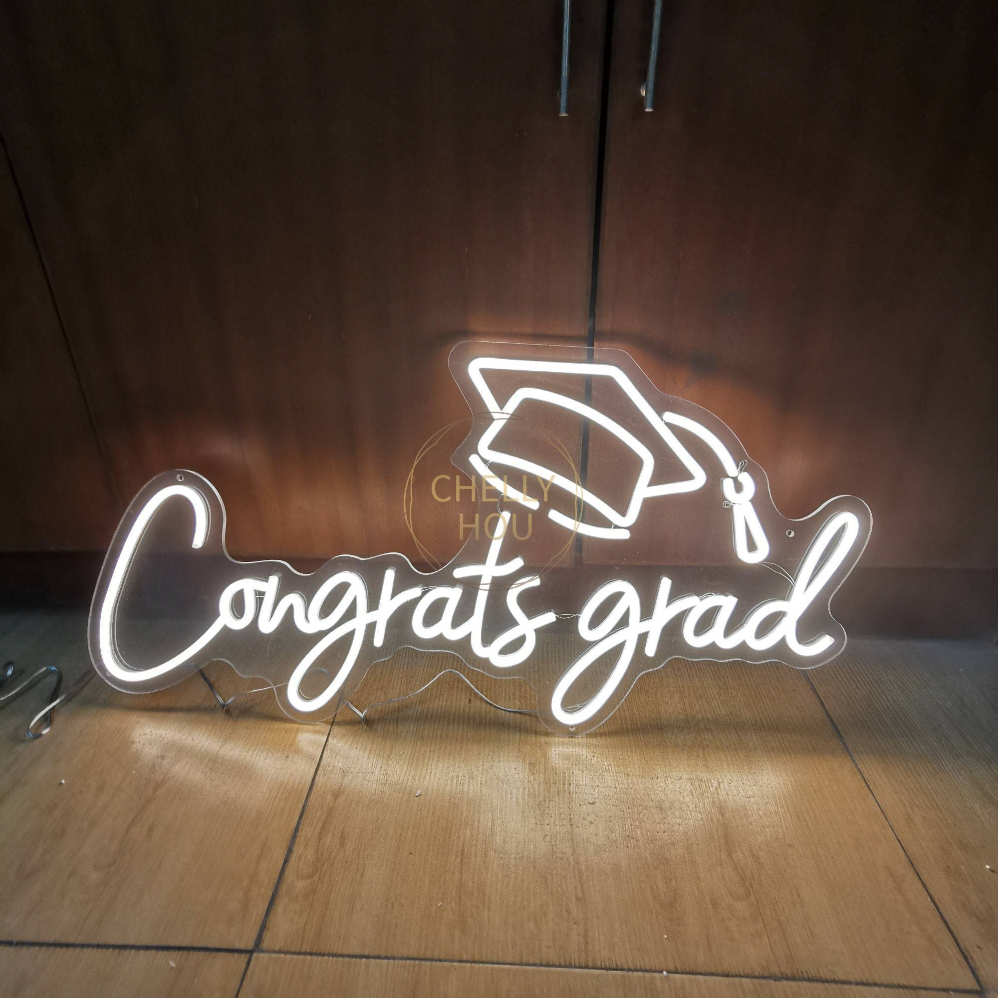 Congrats Neon Sign for Graduation Party Decor Custom Letter Neon Light Acrylic Pink Sign Lights for Bar Home Bedroom