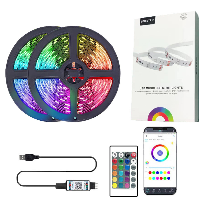 USB 5V Bluetooth App Remote Control 5050 RGB Flexible LED light   LED Strip Light for indoor decorate