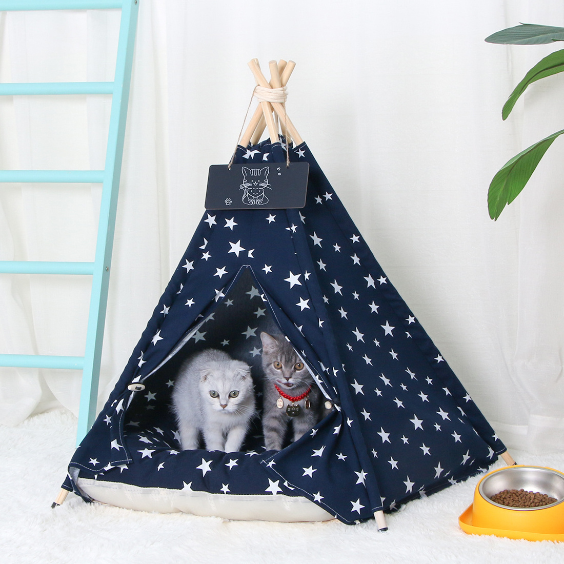 PiCi Paw Custom Printed Cat Teepee Tent Portable Pet Indian Tent Bed for Dogs and Cats Washable Dog Sleeping Teepee Tent Hous