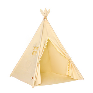 Maibeibi Baby Tipi Tent House Playhouse Indoor Foldable Children's Toy Tents Cotton Canvas Four Poles Kids Indian Teepee Tent