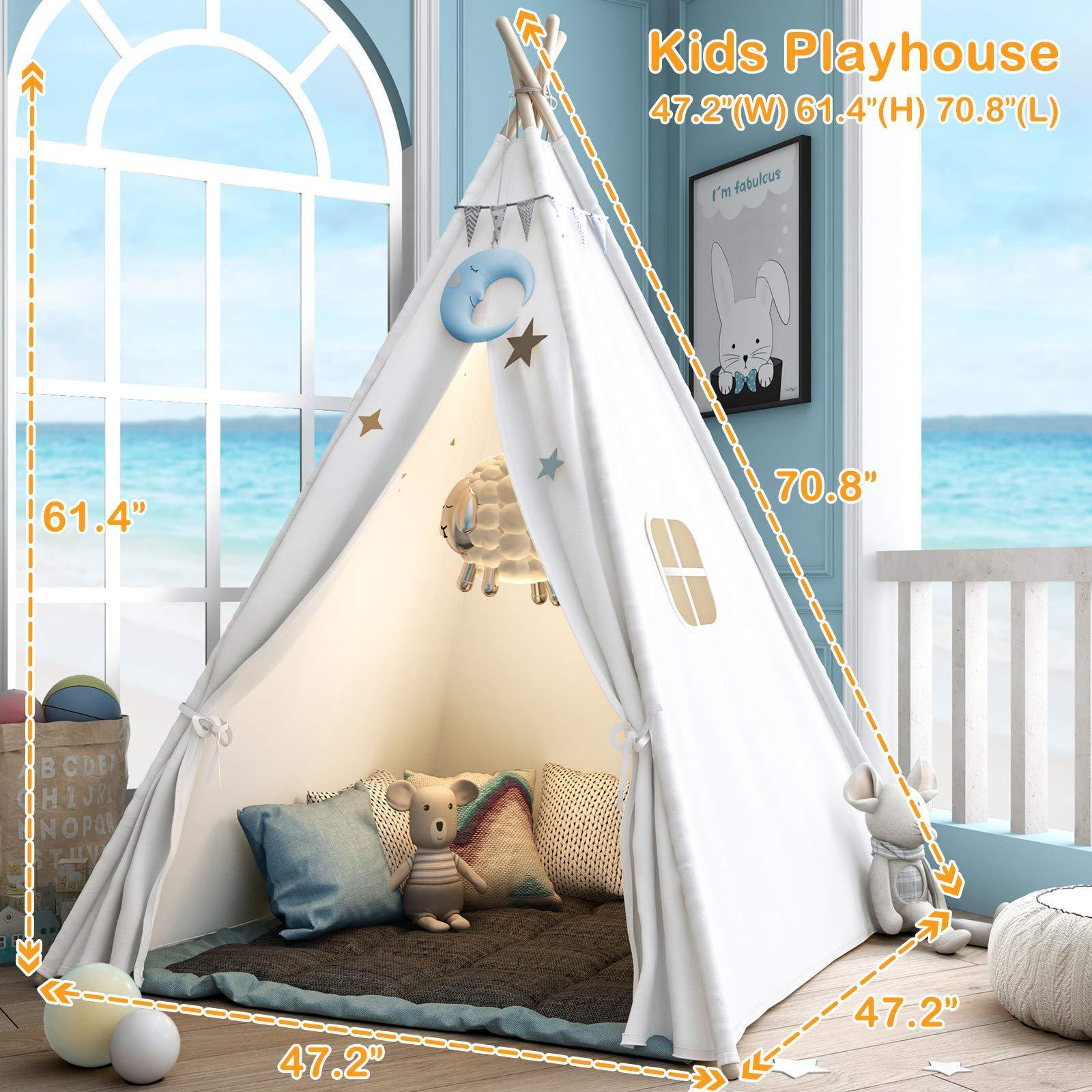 Maibeibi Baby Tents Teepee Indian Children's Tent Outdoor Kids Play House Canvas Cotton Triangle Tipi