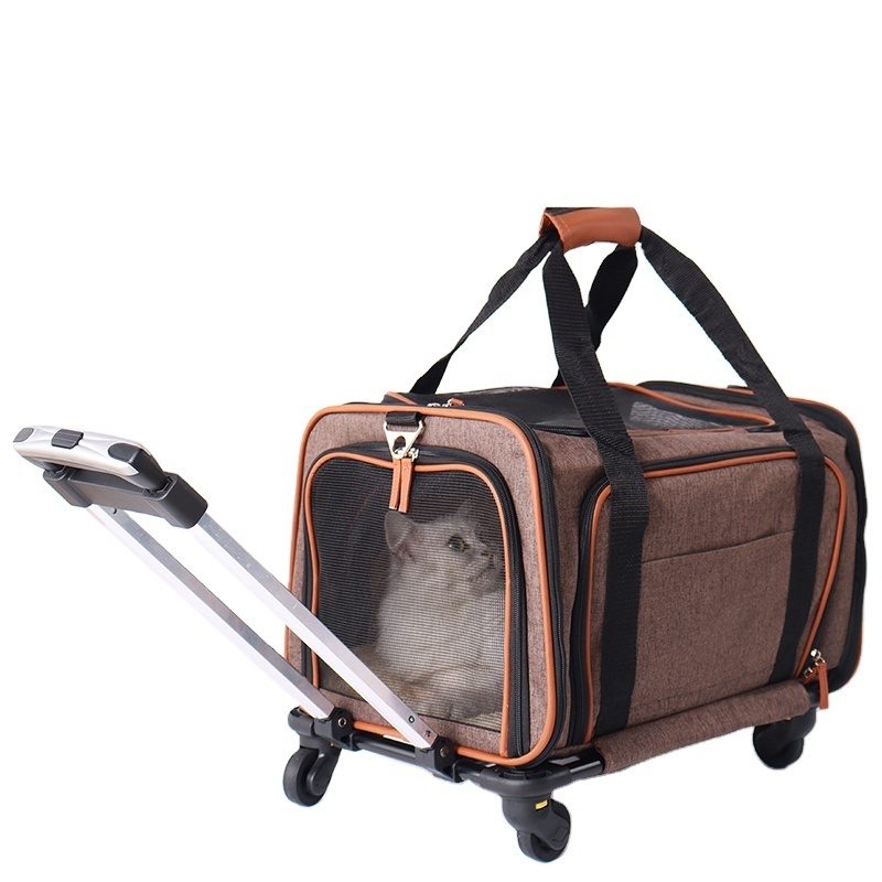 Multifunction Pet Stroller Trolley Cat and Dog Carrier with Detachable Wheels for Small Pets and Cats Foldable Pet Travel Bag