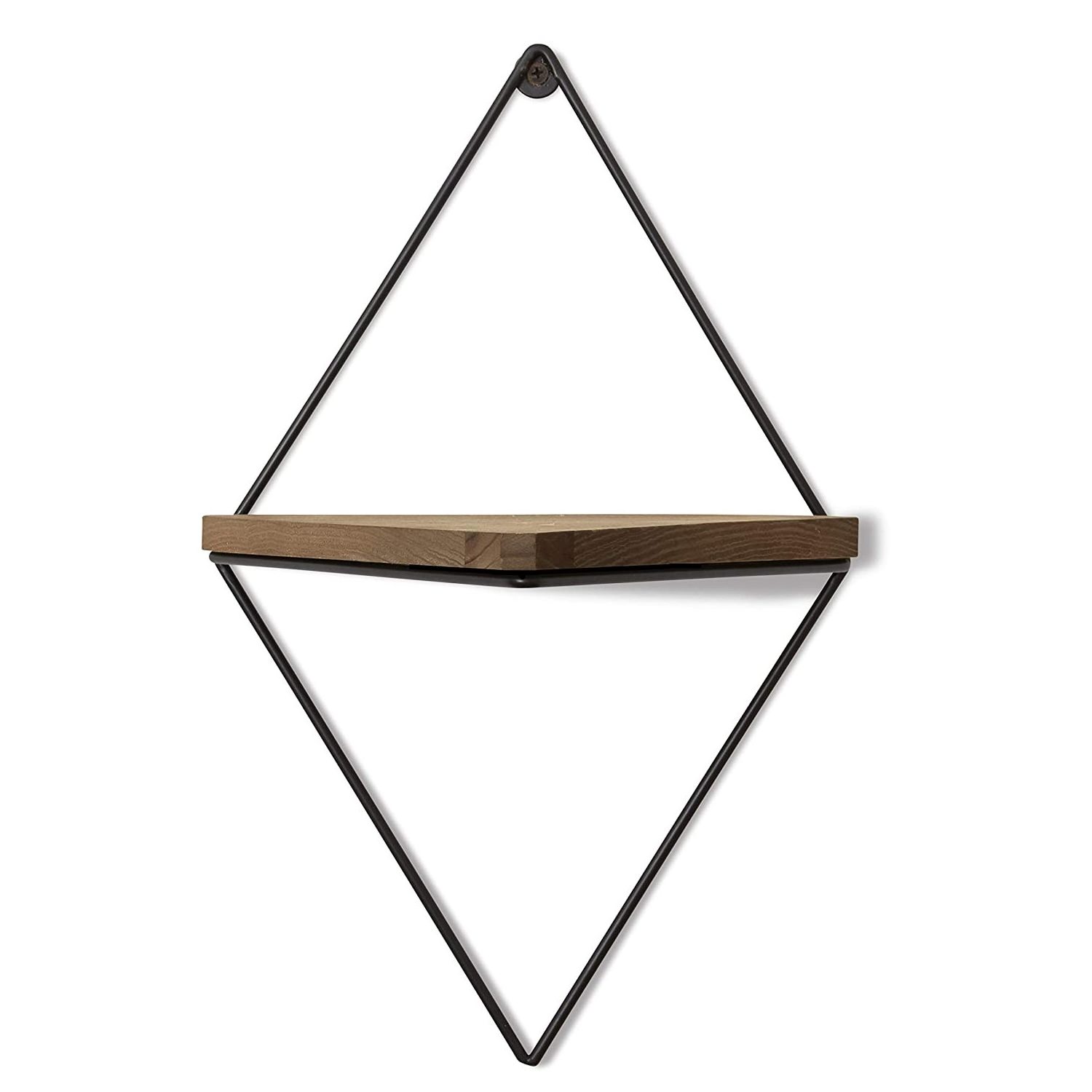 Set of 2 triangle floating shelf wooden wall shelf wall mount floating rustic wood triangle shelves