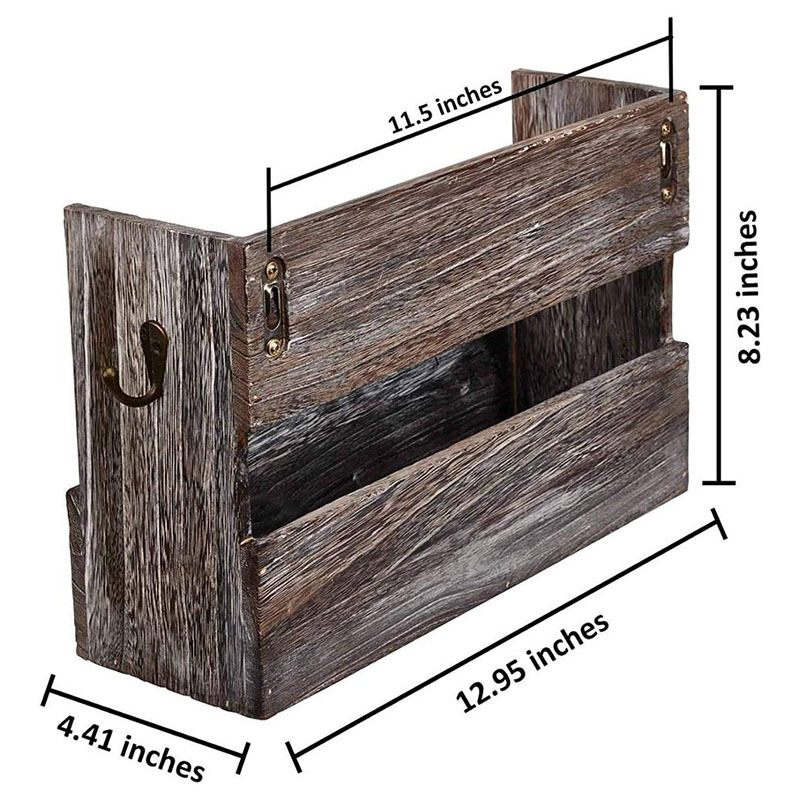 Wooden Key Mail Holder Multipurpose Organizer for Entryway Farmhouse Home Decor Wall Mount Sundries Holder Rack with 6 Hooks