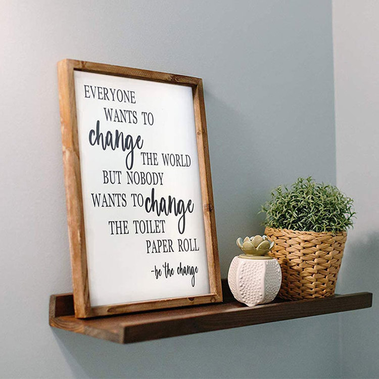 Farmhouse Wood Framed Wall Hanging Sign Funny Rustic Wooden Farmhouse Bathroom Decor