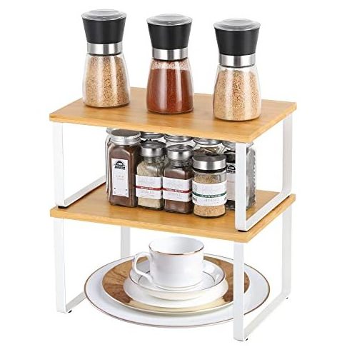 stackable table stand suitable small shelf riser bamboo Kitchen counter for kitchen bedroom