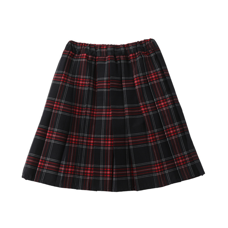 Children's plaid skirt children's navy blue student short skirt full elastic waist school uniform half skirt