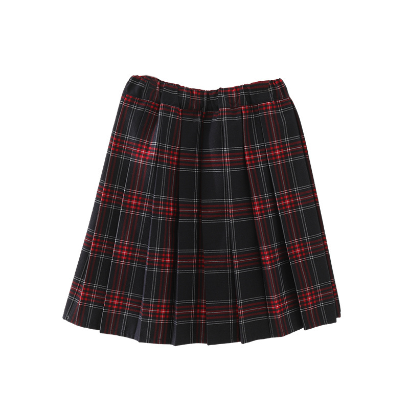 Children's plaid skirt children's navy blue student short skirt full elastic waist school uniform half skirt