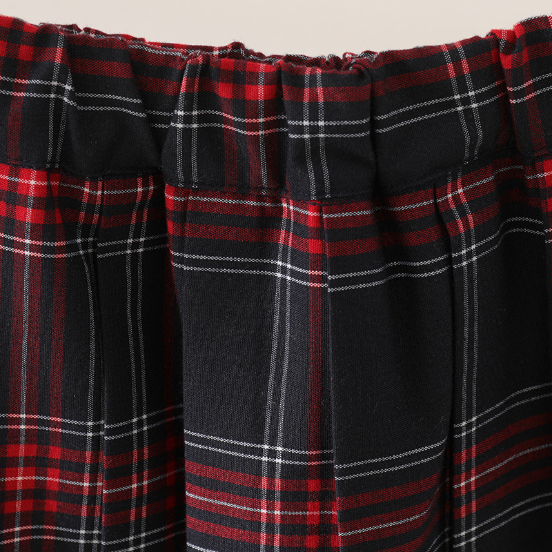 Children's plaid skirt children's navy blue student short skirt full elastic waist school uniform half skirt