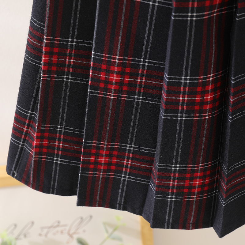 Children's plaid skirt children's navy blue student short skirt full elastic waist school uniform half skirt