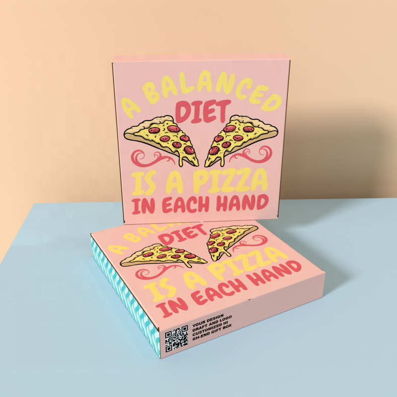 Ranran Custom Printed Pink Pizza Foldable Box Corrugated Food Grade Eco Friendly Carton Paper Box for Food Packaging