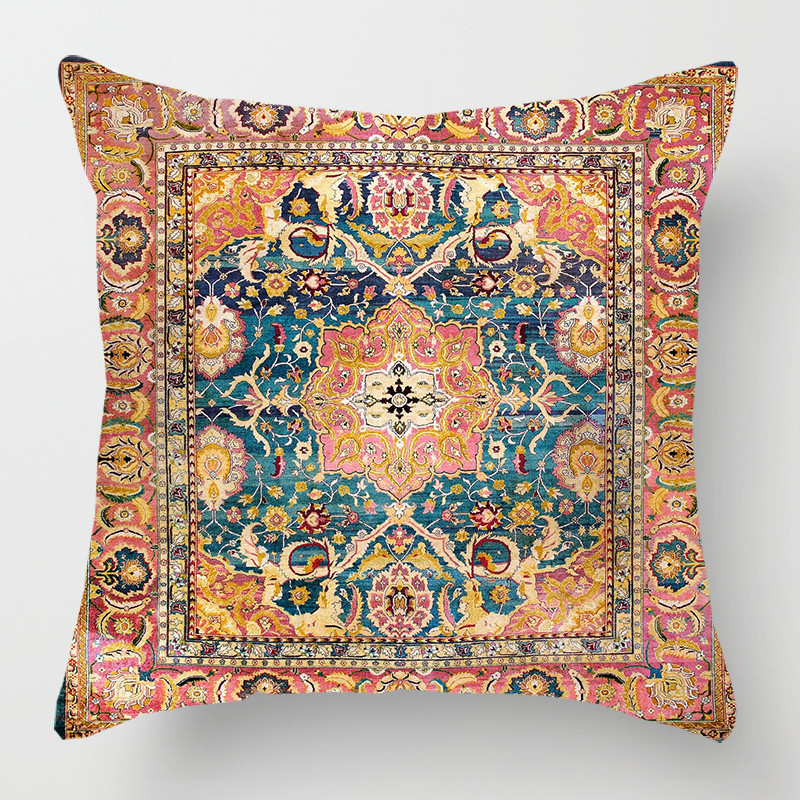 Amity Morocco Printing Style Home Decorative Pillow Cover Mandala Medallion Ethic Square Pillow Case Sofa Bedroom Cushion Cover