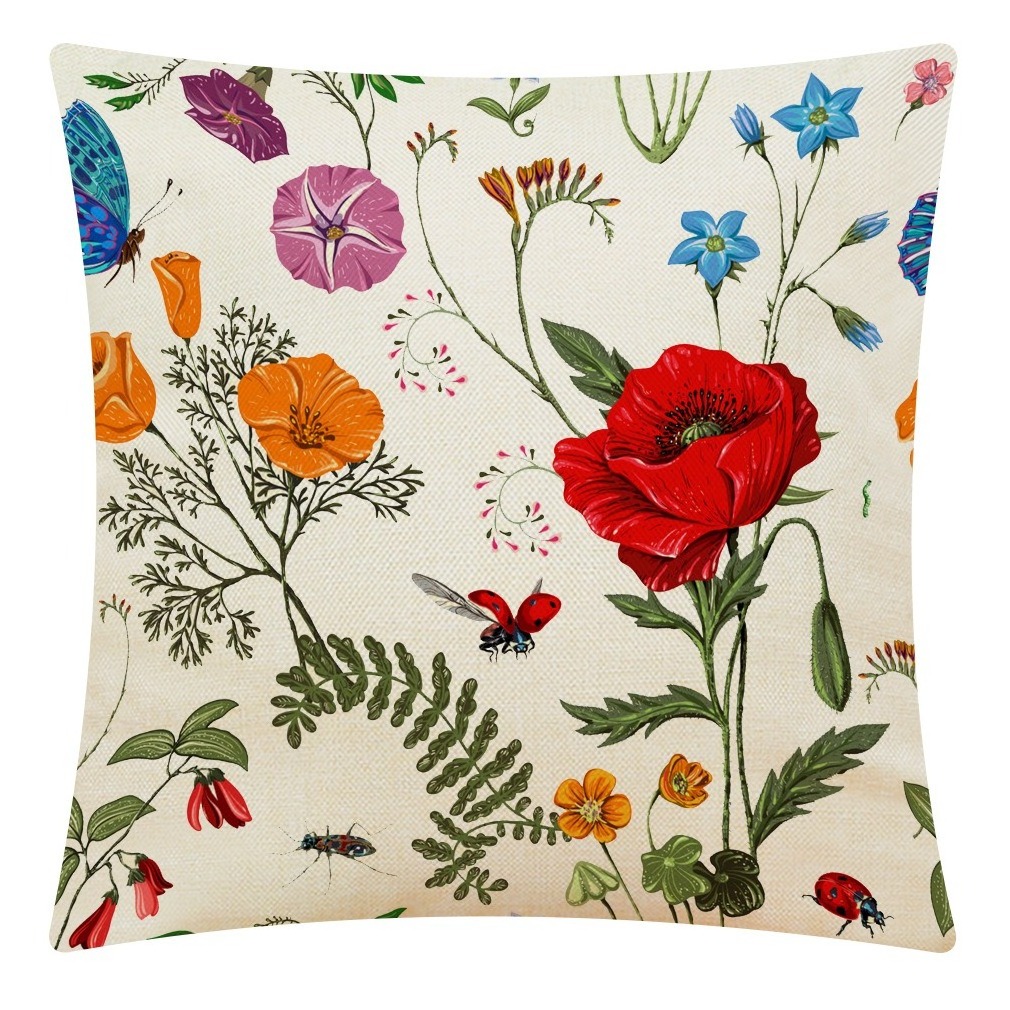 Amity Custom Spring And Summer Garden Flower Pattern Outdoor Bench Decoration Pillows Cover Cushion Cover For Sofa