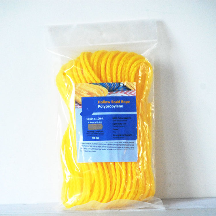 Cord Whoopie Slings Hammocks Arborists Boating 1/4''x100'PP hollow braid rope