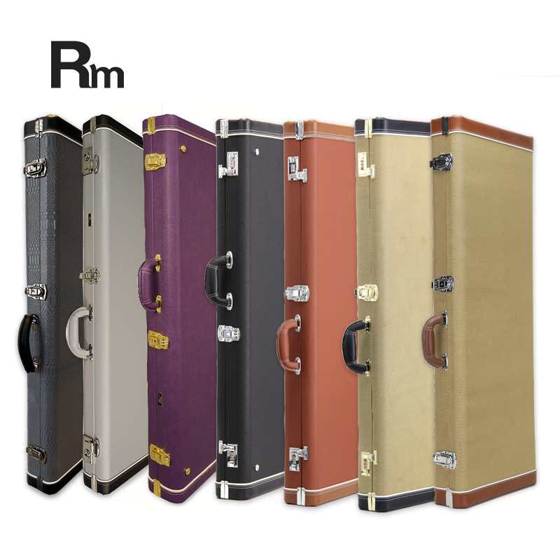 WC06C E2 Rm Rainbow Musical Oem Odm Gun case Design Round edge elecaster Stratocaster Wooden Leather Electric Guitar Hard Case