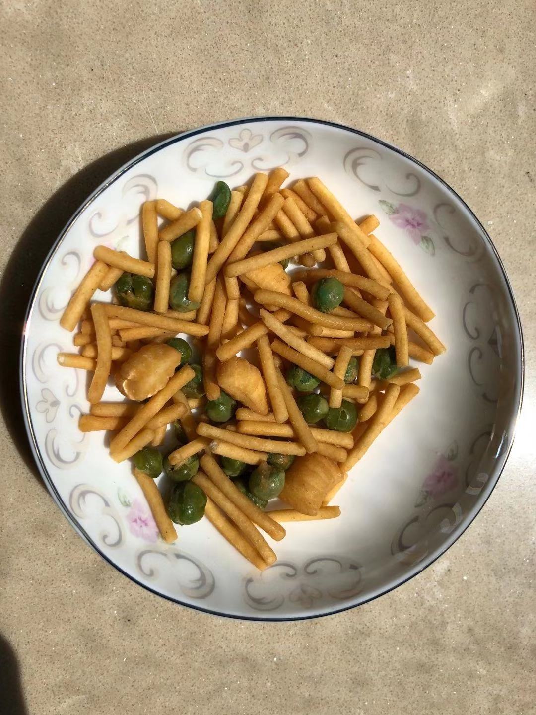 Vegan Delicious Mixed Fried Rice Crackers and Green Peas Party Snacks