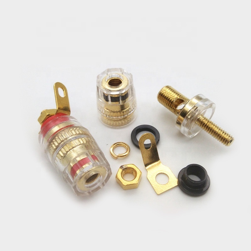 Crystal Transparent 520 Binding Post Copper Gold-Plated 4mm Banana Socket Terminal Brass Connector For DIY Audio Speaker