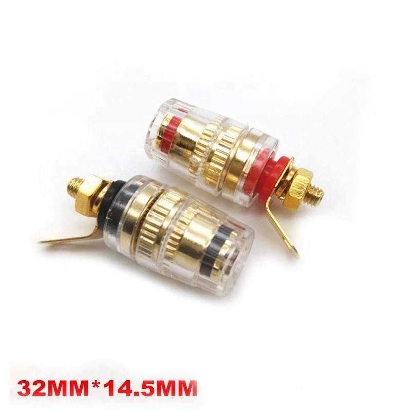 Crystal Transparent 520 Binding Post Copper Gold-Plated 4mm Banana Socket Terminal Brass Connector For DIY Audio Speaker