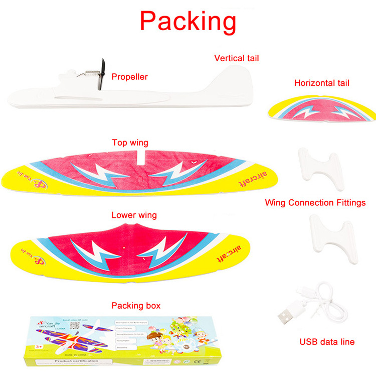 DIY Biplane Glider EPP Foam Hand Throwing Aircraft Powered Flying Plane Rechargeable Electric Model Toys For Children