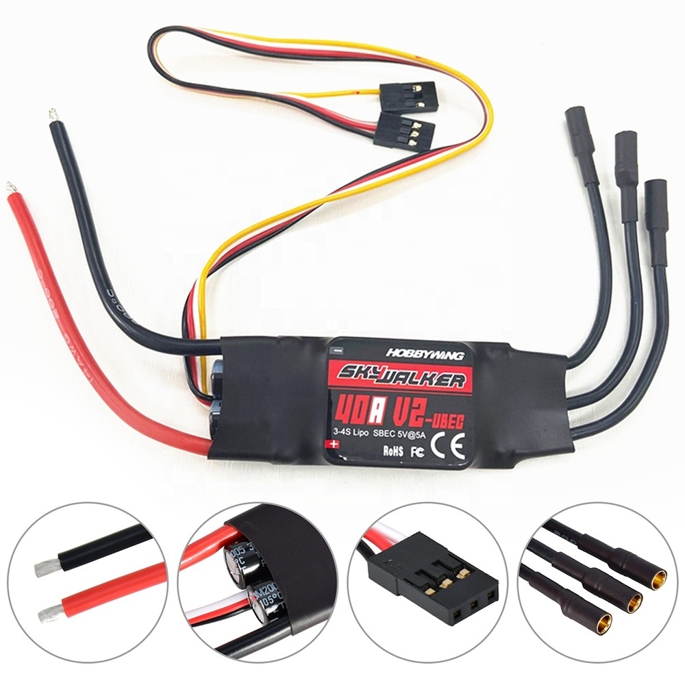 Hobbywing Skywalker 15A 20A 30A 40A 50A 60A 80A 100A V2 ESC 2-6S Brushless Controller UBEC For RC Quadcopter Airplanes