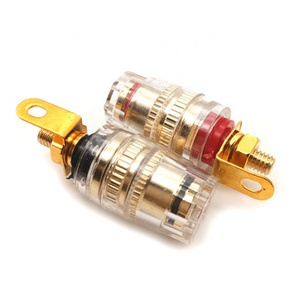 Crystal Transparent 520 Binding Post Copper Gold-Plated 4mm Banana Socket Terminal Brass Connector For DIY Audio Speaker