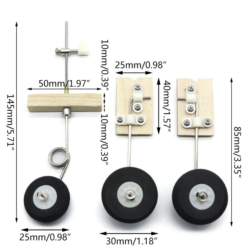 SU27 Aircraft KT Board Metal Landing Gear With Front Wheel Steering For RC Fixed-wing Drone DIY Parts