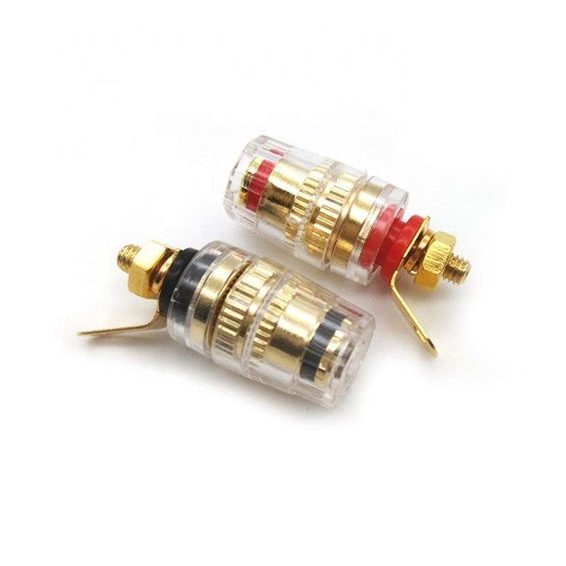 Crystal Transparent 520 Binding Post Copper Gold-Plated 4mm Banana Socket Terminal Brass Connector For DIY Audio Speaker